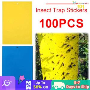 【New Arrival】 Durable Sticky Traps for Garden Insects 100 Pack Dual-Sided Pest Catchers for Aphids and Flying Bugs