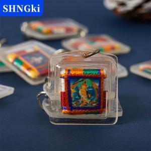 SHNGki Tây Tạng Tangka Xanh Tara Phật Giáo Móc Khóa Mặt dây chuyền nhỏ túi phong thủy Móc chìa khóa trang trí Phật Giáo