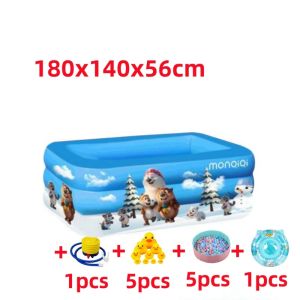 Kolam Renang Anak Jumbo 3 Rings Kolam Renang Keluarga Tiup Besar 1.2/1.5/1.8 Meter Kolam Tiutak 3 Ring Crystal Rectangular Kolam Renang Anak 1 Set Pompa