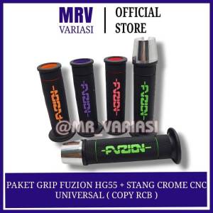 Promo paket Handgrip motor variasi FUZION HG55 copy RCB plus stang crome cnc grip motor kualitas terjamin-Hijau-Biru-Orange-Pink-Ungu-Kuniing-Merah-Abuabu