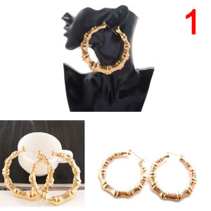 [fenggongshuode] Large Bamboo Earrings Hip-Hop Earrings Ladies Hoop Hoops Ear Circle