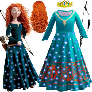 Disney Brave Princess Merida Dress Girls Cartoon Movie Role Playing Costume 3D Print Long Sleeve Outfits Halloween Fancy Sets