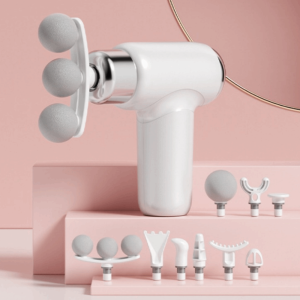 ESH63 Adjustable Speed Mini Handheld Massager 9 Replaceable Head Compact Size Fascia Machine Massager Adjustable Speed Rechargeable Mini Electric Fascia Massager Home Fitness