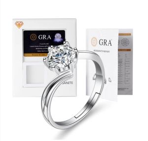LOVETIA Cincin Ring Moissanite Bambu Original Wanita Asli Perhiasan Silver Sertifikat GRA XJZ166