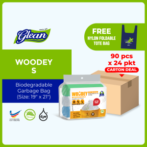 [ CARTON DEALS ] GLEAN - WOODEY S size Eco Garbage Bag Biodegradable Garbage Bag Roll with Rope / Eco Plastik Sampah / Eco Friendly Rubbish Bag for Home Office School / LEAKPROOF Strong Quality Durable Small Rubbish Bag Roll / Plastik Sampah Biodegradasi