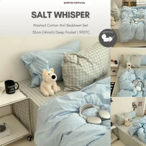 🇲🇾 Ready Stock (Same Day Delivery)  SALT WHISPER 35CM Microfiber Bedsheets Set Japanese Linen Series