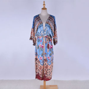 2024 Chia In Ấn Bikini Bìa UPS Bộ Đồ Tắm Bìa UPS cỡ lỡn Pareo Bãi Biển Áo Kaftan Waistbelt Pareo Bãi Biển Cape Kimono