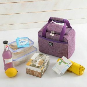 Thermal Insulated Thicker Lunch Bag For Adults&Kids Heat Preservation Food Pouch Waterproof Canvas Portable Lunch Bag Handbag Bento Pouch Dinner Container School Food Storage Bags