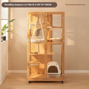 [CozyNest ]Cat Villa Solid Wood Cat Cage Panoramic Cat Condo Large Space Cat House Pressure Resistant Cat Nest Cat House