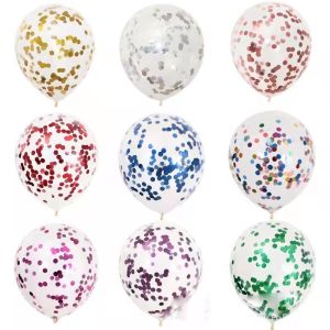 12inches Metallic Confetti Clear Latex Balloon Set Free Ribbon Party Balloons Decoration 10pcs 1set