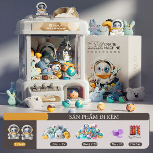 Máy Gắp Thú Bông Thỏ Phi Hành Gia Vũ Trụ Cỡ Lớn Dành Cho Bé Có Nhạc Đèn Bắt Mắt Kèm Gấu Bóng Xu Cho Trẻ Khám Phá