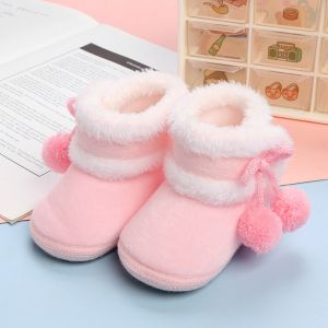 SSVFED Fleece Toddler Snow Boots Soft Sole Warm Baby Footwear 0-12 Months Cotton Shoes Winter