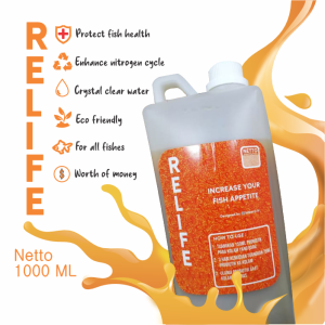 Probiotik RELIFE 1 liter utk Kolam dan Akuarium Ikan Koi Mas Koki Bening Menjaga Ikan Sehat IKANESIA