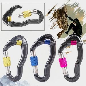 NALANILI có bánh xe ròng rọc Dụng cụ leo núi bằng móc khóa Khóa ren Hợp nhôm Móc khóa cắm trại Chuyên nghiệp Khóa an toàn Kẹp móc carabiner Ngoài trời
