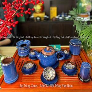 Bộ Ấm Trà Tử Sa Thiên Thanh Vuốt 400ML - Nghệ Nhân Ưu Tú Vương Mạnh Tuấn - Ấm Chén Bát Tràng