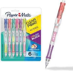 Paper Mate Clearpoint Mechanical Pencil Break-Resistant Color Block Edition HB # 2 Lead (0.7mm) 6 Count