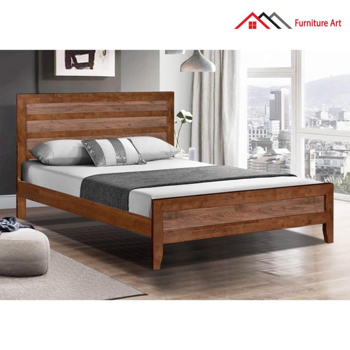 [Ready Stock] Furniture Art Design Queen wooden bed frame / Katil Queen ...
