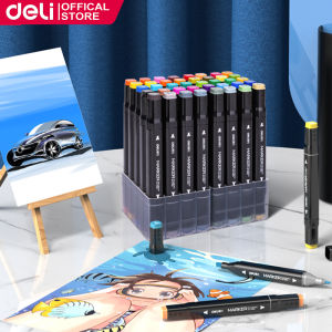 Deli 40Pcs Color Highlighter Set Colored Double Tipped Nib Fashionable And Simple Popular Bag Packaging Set E70806-40