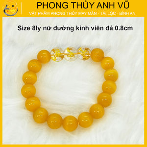 Vòng tam hợp quý nhân thân tý thìn cho nữ đá tự nhiên - Màu vàng size 8 10ly - Bảo hành 12 tháng