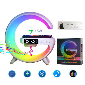 Mini Bluetooth Night light sound Multifunctional Wireless Charger Speaker with Alarm Clock and Color Lights Fast Charging Speaker