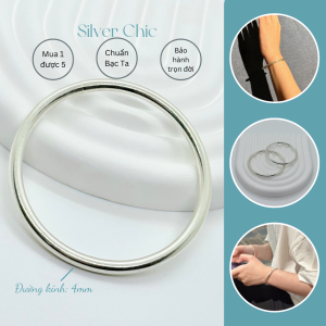 Vòng tay bạc ta trơn SILVER CHIC LT15 bạc 950
