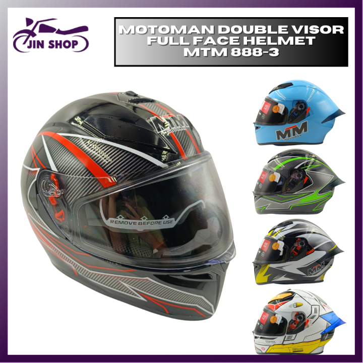 MOTOMAN FULL FACE DOUBLE VISOR HELMET MTM 888-3 MOTORCYCLE HELMET JIN ...