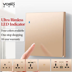 Vollia เครื่องสวิตช์ซ็อกเก็ตผนัง 1/2/3/4 Gang วิธีสวิตช์ไฟ สำหรับบ้าน แฟชั่นไฟฟ้าบ้านสวิทช์ซ็อกเก็ต - ราคา เสริมสวยที่สุด