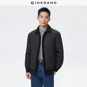Giordano Beau Monde Men Corduroy trimmed zig-zag quilted jacket Free Shipping 13075642