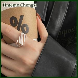 Hmeme Simple Square Hollow Twill Ring For Women Fashion Geometric Handmade Irregular Strip Ring Party Jewelry Gift