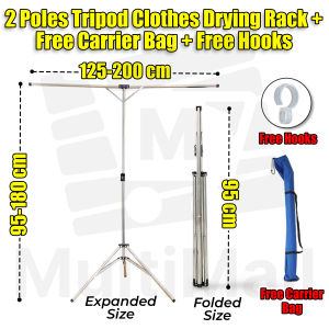 Tripod Clothes Drying Rack – 2M Foldable and Easy Storage Laundry Rack | Collapsible Laundry Rack | Retractable Laundry Rack Space Saving Easy Storage Clothes Rack Stainless Steel Rack for Outdoor and Indoor use