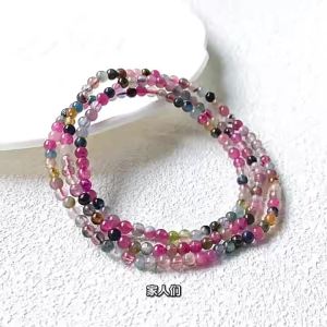 Ngàn Tinh Thể và Mười Ngàn Hạt Cườm Vòng tay đá tourmaline cầu vồng tự nhiên vòng tay nữ ba lớp đá mã não