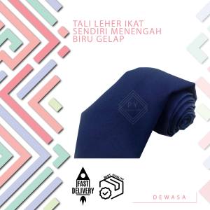 🔸TALI LEHER SEKOLAH NAVY BLUE JENIS IKAT SENDIRI DEWASA ( TIE SEKOLAH DARK BLUE ) - TLI06
