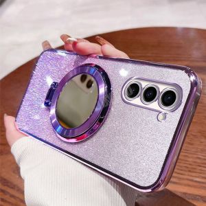 Case Samsung A15 4G 5G A16 5G A06 S24 FE S23+ A25 A35 A55 Luxury Gliter Premium TPU Ring Holder Mirror