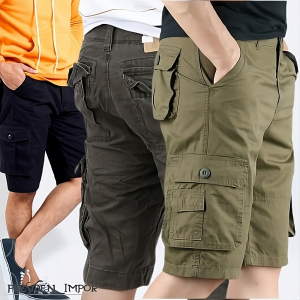 Celana Cargo Pendek Pria Premium Catoon Twill Full Length Warna Solid