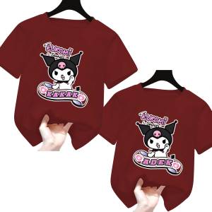 Kaos Anak Perempuan Motif Kuromi Adek Kakak Couple Bahan Katun Usia 1-12 Tahun