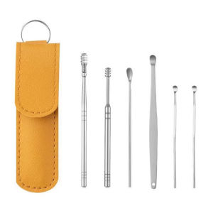 Alat pembersih telinga kuping 1 set 6 pcs Stainless steel Ear wax picker