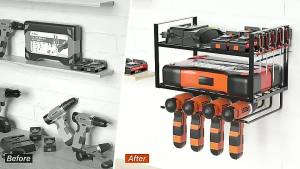 Power Tool Organizer Rack Wall Mounted Electric Drill Holders Heavy Duty Garage Tool Organizer