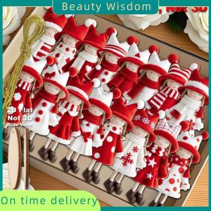 Beauty Wisdom 16Pcs Classic Red And White Design High-quality Christmas Girl Doll Decorations For Christmas