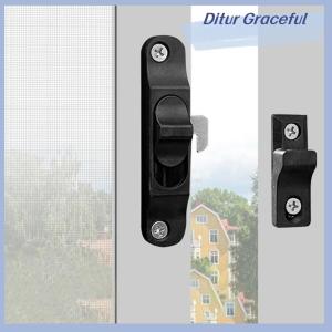 Ditur 1Set Sliding Pull Door Lock Anti Theft Window Hook Lock Buckle Multifunctional Push-Pull Window Lock Hardware