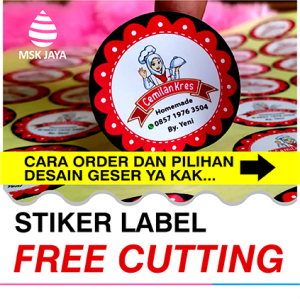 Stiker Label Kemasan Makanan custom Print Sticker & Cut Langsung Tempel  A3+
