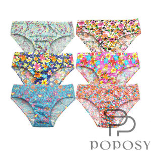 Poposy 12Pieces Cotton Floral/Plain Panty For Women New Stock Panties Good Quality