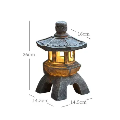 Solar LED Decorative Stone Pagoda Lamp Outdoor Waterproof Pagoda Lamp Garden Statue Palace Lamp Zen Solar Energy Lamp Stone Pagoda Lamp
