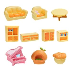 Miniature Resins Furniture Sofa Table Living Room Accessories Set of 10 for Creative DIY Project and Landscape Ornaments