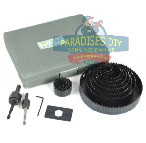 Bộ mũi khoét thạch cao gỗ lắp đèn trần 16 chi tiết. Mũi khoét gỗ tròn mũi khoét thạch cao âm trần