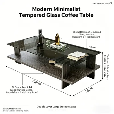 Nordic Coffee Center Table For Living Room Modern Tempered Glass Wood Tea/Side Table For Sala Office