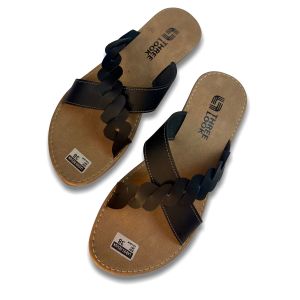 LIUNA 3LOOK Sandal Kulit Wanita Flat Teplek Strap Silang Paster Color Mocca Ruffle Flat Series