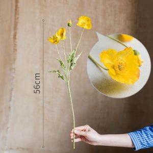 Hoa Anh Túc 1 Cành 3 Bông 1 Nụ Màu Pastel Hoa Lụa Giả Xinh Xắn Trang Trí Phòng Decor Chụp Ảnh