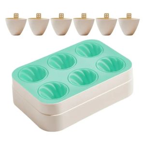 ANHEY Silicone Ice Cream Mold Non-stick 6 Cavities Ice Pop Molds Creative Leak Proof Ice Cream Cone Molds Summer