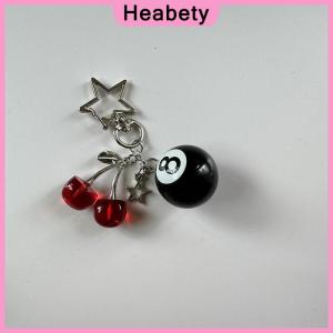 Heabety Fashion 8 Ball Fruit Cherry Star Keychain Phone Accessories Y2K Handmade Creative 8 Ball Cherry Keychain Accessories