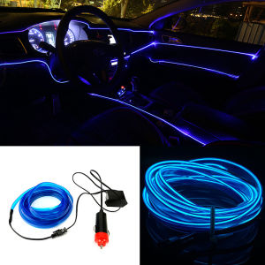 EKLEVA 5 Meters Car Strip Line Light Car Interior Lighting Auto Door Light USB LED Wire Rope Line Flexible Neon Light Atmosphere Decorative Lamp
